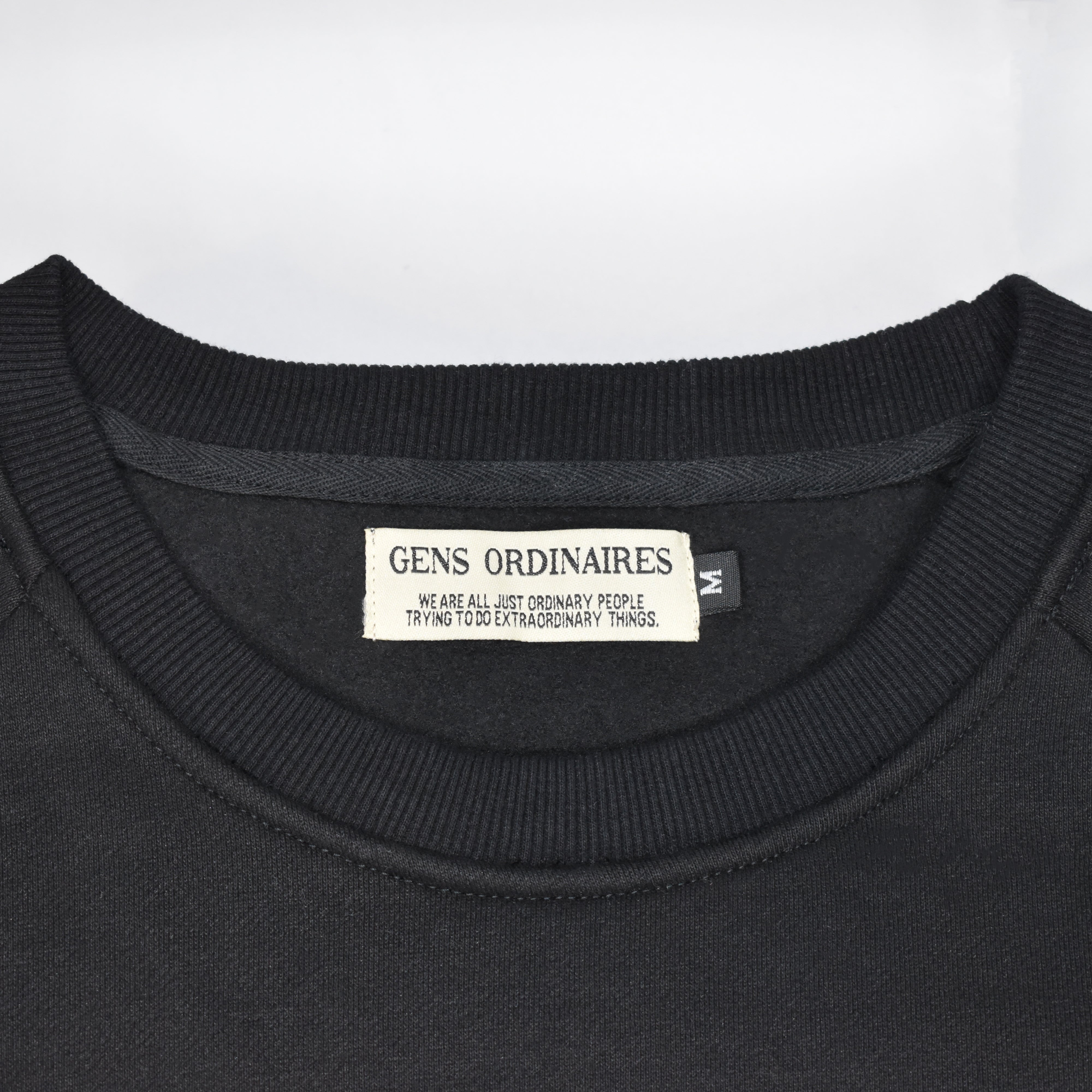 Gens Ordinaires Black Cotton Crew Neck Mens Sweatshirt