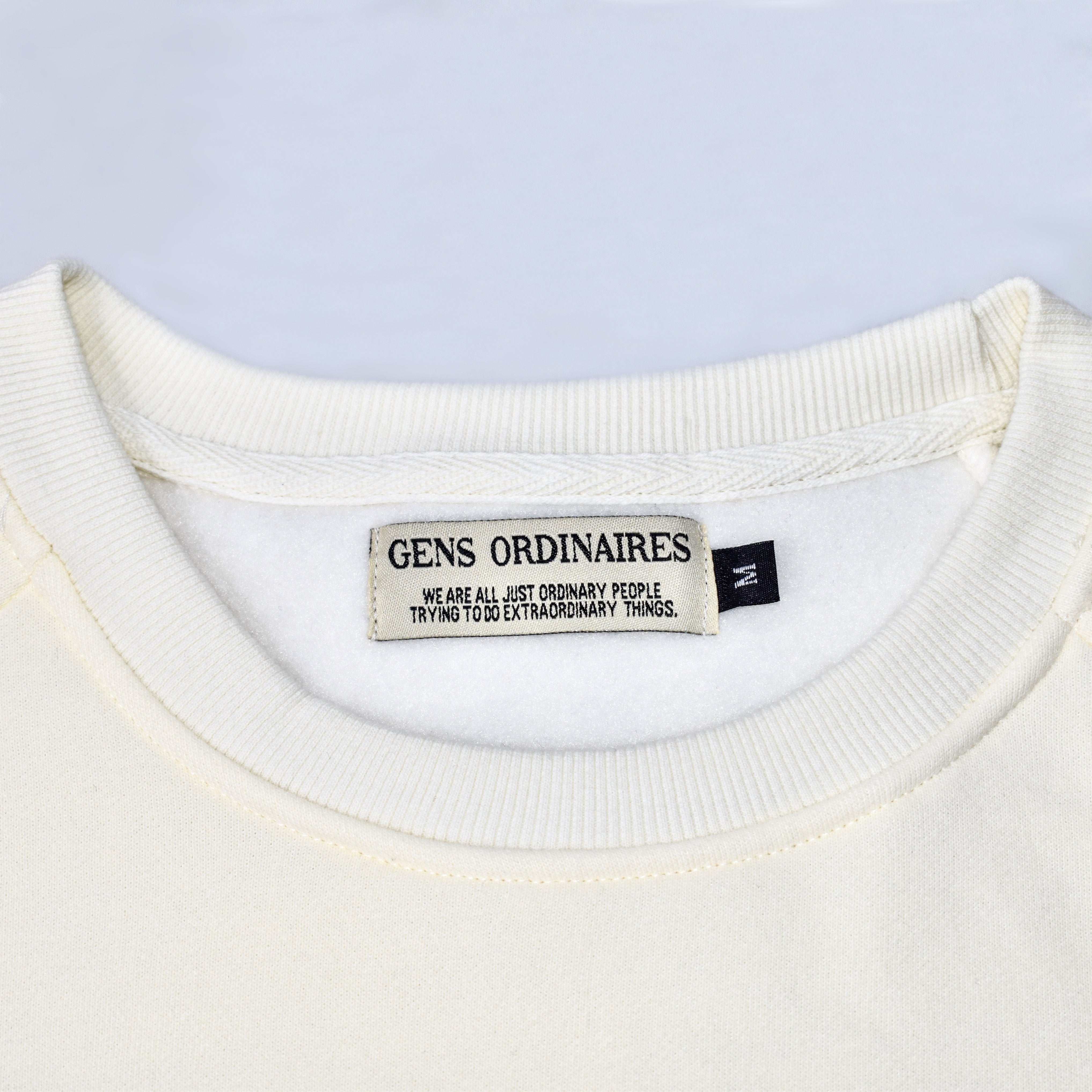 Gens Ordinaires Off-White Cotton Crew Neck Mens Sweatshirt